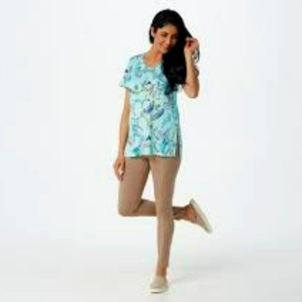 Susan Graver Extra Large Jersey Knit Printed Short Sleeve Top